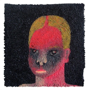 'gudula'   acrylic on carpet   24 x 23 cm.   sold to private collection