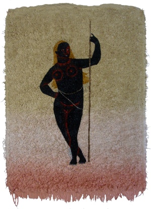 'bogda'   acrylic on rug   73 x 54 cm.   sold to private collection