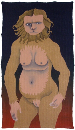 'jaqueline'   acrylic on rag-rug   120 x 68 cm.