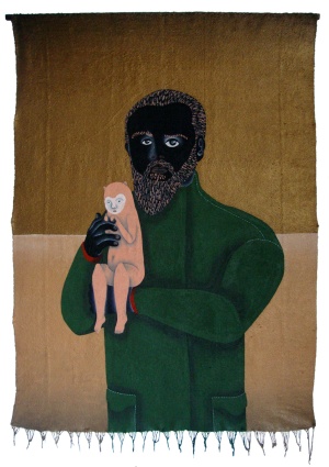 'nino & shane '   acrylic on tapestry   170 x 115 cm.   sold to private collection