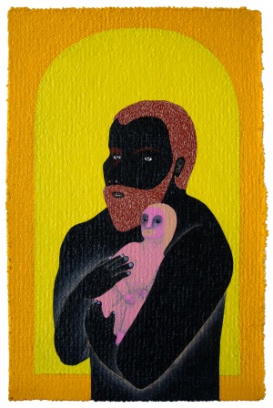 'hovik & sine'   acrylic on carpet   34 x 22 cm.