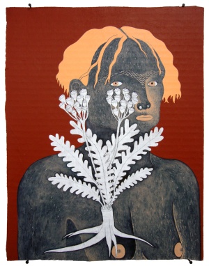 'heike'   pencil, marker and acrylic on cardboard   32 x 25 cm.   sold to private collection