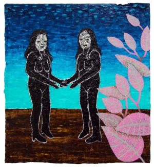 'catherine & carol'   acrylic and oil on cardboard   23 x 21 cm.