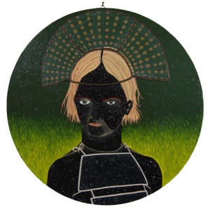 'fedelm'   acrylic, oil and gravel on canvasboard   ⌀ 40 cm.   sold to private collection
