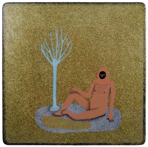 'addalard'   glitter, acrylic and pencil on trafficsign   40 x 40 cm.   sold to private collection