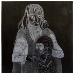 'gjon & yahya'   watercolor pencil, ecoline and acrylic on paper   90 x 90 cm.