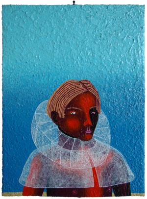 'gene'   acrylic on panel   30 x 22 cm.   sold to private collection