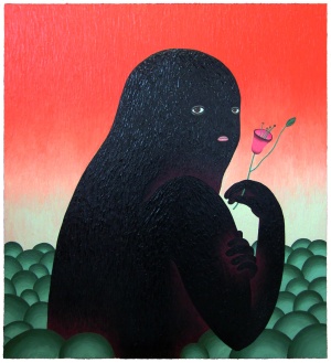'sawsan'   acrylic and modelingpaste on canvas   110 x 100 cm.   sold to private collection