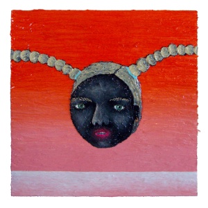 'hudden'   papier-maché and acrylic on canvasboard   30 x 30 cm   sold to private collection