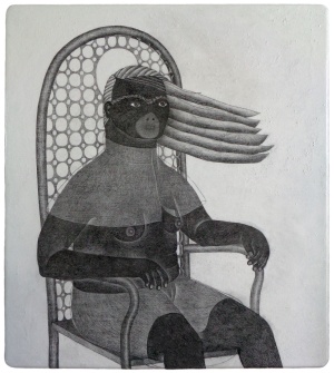 'willa'   pencil and acrylic on metal   102 x 92 cm.