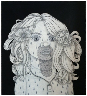 'the well of lady winifred'   gesso, modeling paste and pencil on canvas   110 x 100 cm   sold to private collection