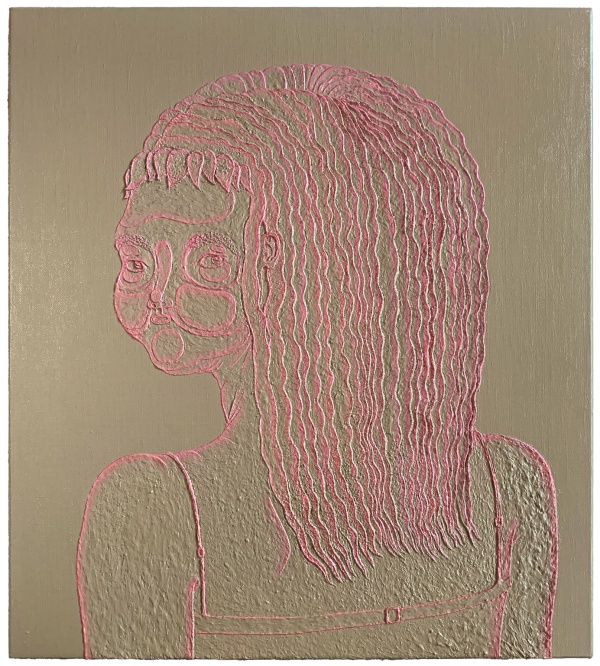 'Perfidia', 2026<br />acrylic and modelingpaste on canvas<br />50 x 45 cm 